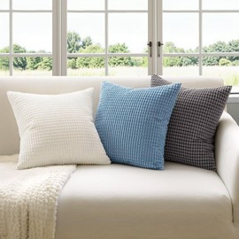 MIULEE Set of 2 Corduroy Cushion Covers, Decorative Cushion Covers, Sofa Cushion, Decorative Cushion, Couch Cushion Cover for Living Room, Bedroom, 35 x 35 cm, White