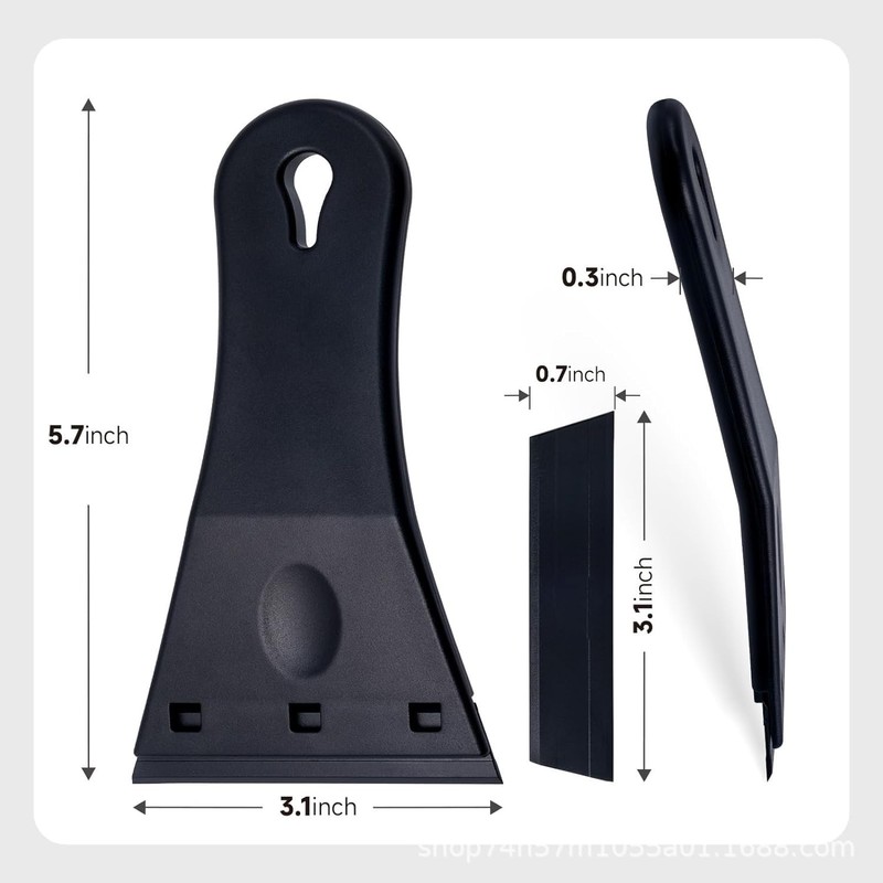 Black Glass Scraper, 3.1" x 5.7" Window Scraper, Ceramic Hob