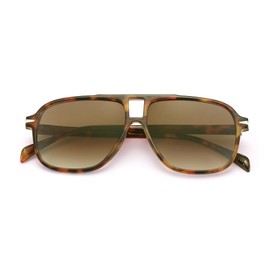 COASION Retro Pilot Sunglasses for Women Men Classic Rectangular Double Bridge Glasses Plus Size 70s Vintage Eyewear UV400 Protection, Tortoiseshell Frame/Gradient Brown Lenses