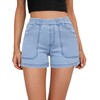 SESERAGI - Pantalones cortos de sarga elástica para mujer, cintura