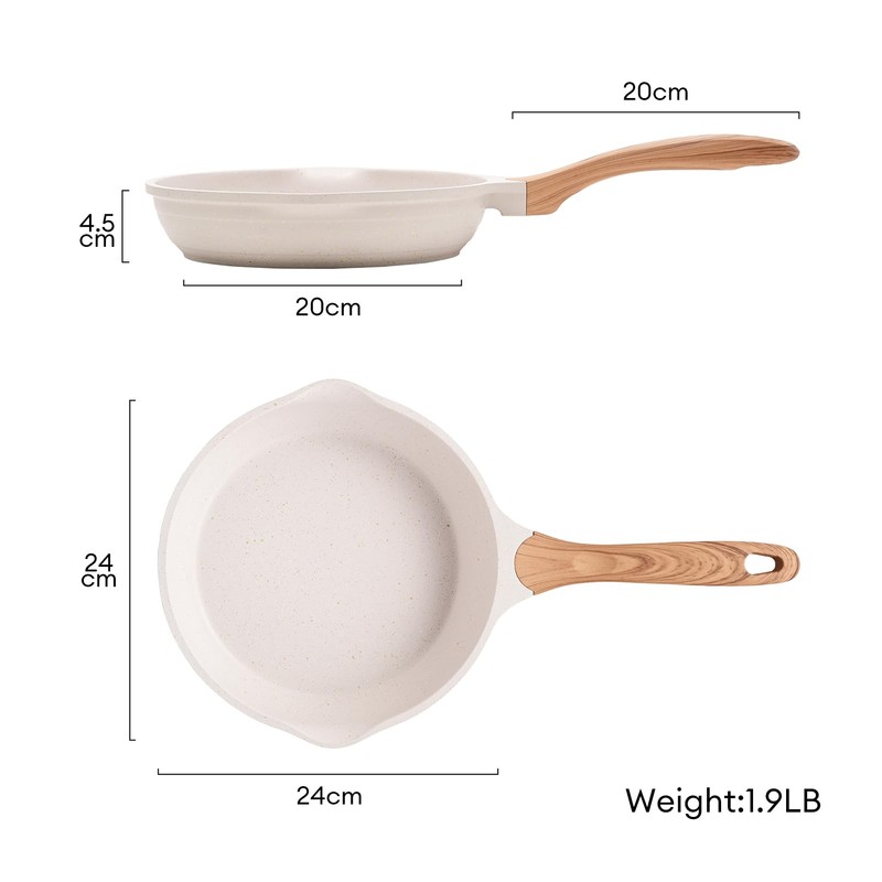 JEETEE 9.5 Inch Nonstick Frying Pan, Stone Coating Cookware, Nonstick