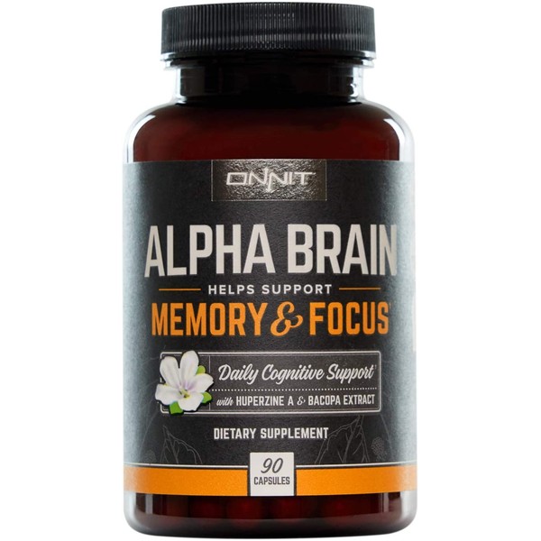 ONNIT Alpha Brain (45-Day Supply) - Premium Nootropic Brain Supplement - Focus, Concentration & Memory - Alpha GPC, L Theanine & Bacopa Monnieri