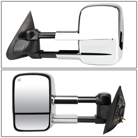DNA Motoring TWM-002-T222-CH Pair of Chrome Cover Manual Telescopic Towing Side Mirrors Compatible with 97-03 F-150 Standard/Extended Cab