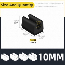 Mardatt 20Pcs Rectangle Chair Leg Tips Caps with Felt Pads, Plastic U Shaped Furniture Feet Protectors Slide Smoothly No Scratches No Noise Protect Hardwood Floors, Fit Diameter 10mm Tubular Legs