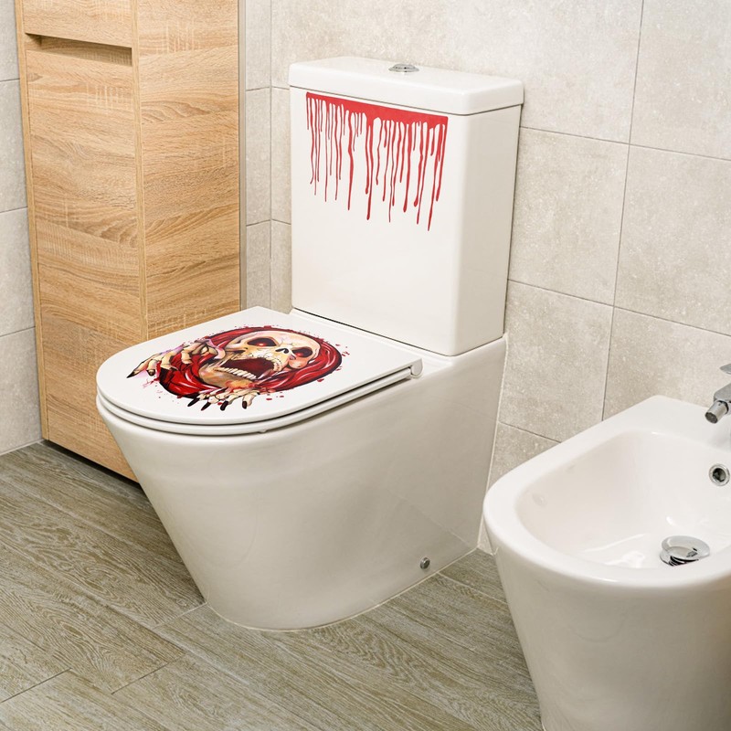 Halloween Toilet Seat Cover 3D, 23.62x12.20 Inch Scary Bathroom Decor