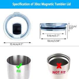 Tumbler Replacement Lids for YETI, 30 oz Tumbler Magnetic Slider Replacement also Fits 14 oz Mugs & 35 oz Straw Cups, Perfect Fit, With Extra Seal and Magnetic Closure, 1 Pack