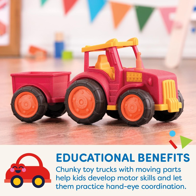 Battat- Wonder Wheels- Red Toy Tractor And Trailer – Farm