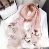 Liebendo Large Silk Embroidery Stole Flower Pattern, Women's, UV Protection,