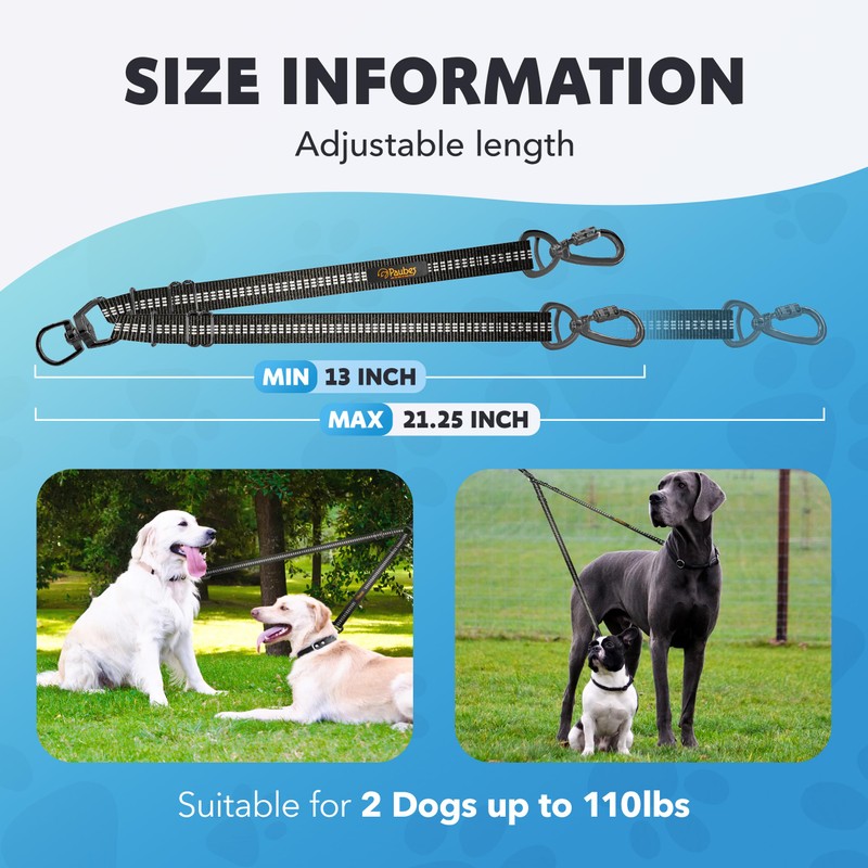 Double Dog Leash – Adjustable Length Long Leash for Dog