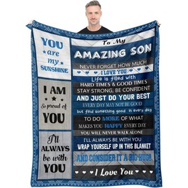 Gifts for Son, Son Gifts Blanket, Son Gifts from Mom, Adult Son Gift Ideas, Gift for Son, Boy Birthday Graduation Gifts for Grown Son, to My Son Birthday Gifts from Mom Dad, the Son Blanket 60"X 50" - Color: Blue（son）, Size: 60x80inch