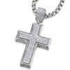 COOLSTEELANDBEYOND Mens Womens Large Steel Two-Layers Cross Pendant Necklace with