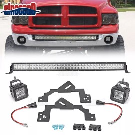 sinocea0 Bumper 3" Fog Pods Brackets + 42" LED Light Bar Wire Kit For Dodge Ram 2500/3500