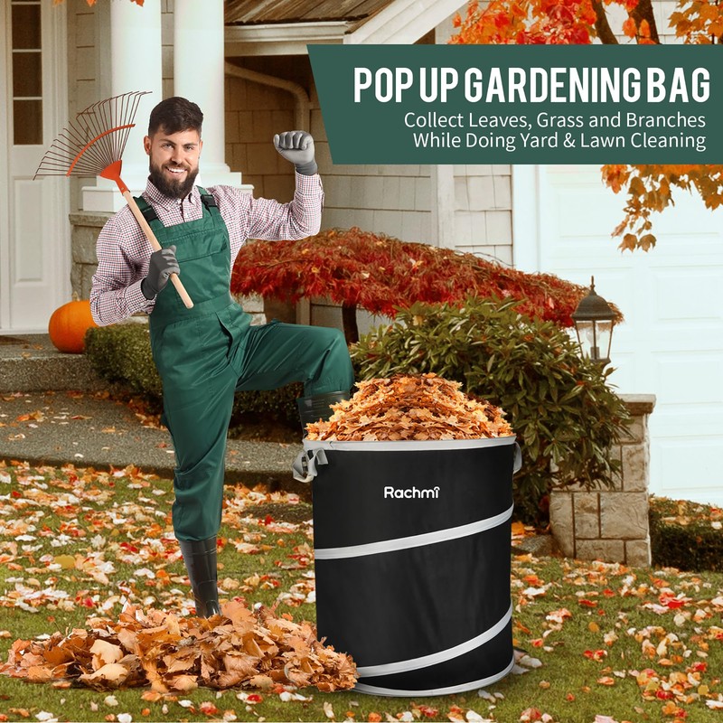 Rachmi 40 Gallon Collapsible Trash Can 2-Pack | Reusable Outdoor