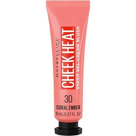 Maybelline Cheek Heat Gel-Cream Blush Makeup, Lightweight, Breathable Feel, Sheer Flush Of Color, Natural-Looking, Dewy Finish, Oil-Free, Coral Ember, 0.27 Fl Oz