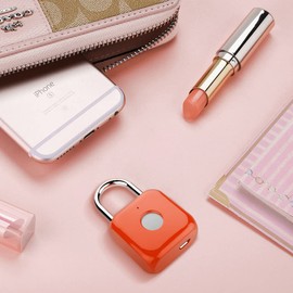 Fingerprint Padlock eLinkSmart Digital Padlock Locker Lock Metal Keyless Thumbprint Lock for Gym Locker, School Locker, Backpack, Suitcase, Luggage (Red)