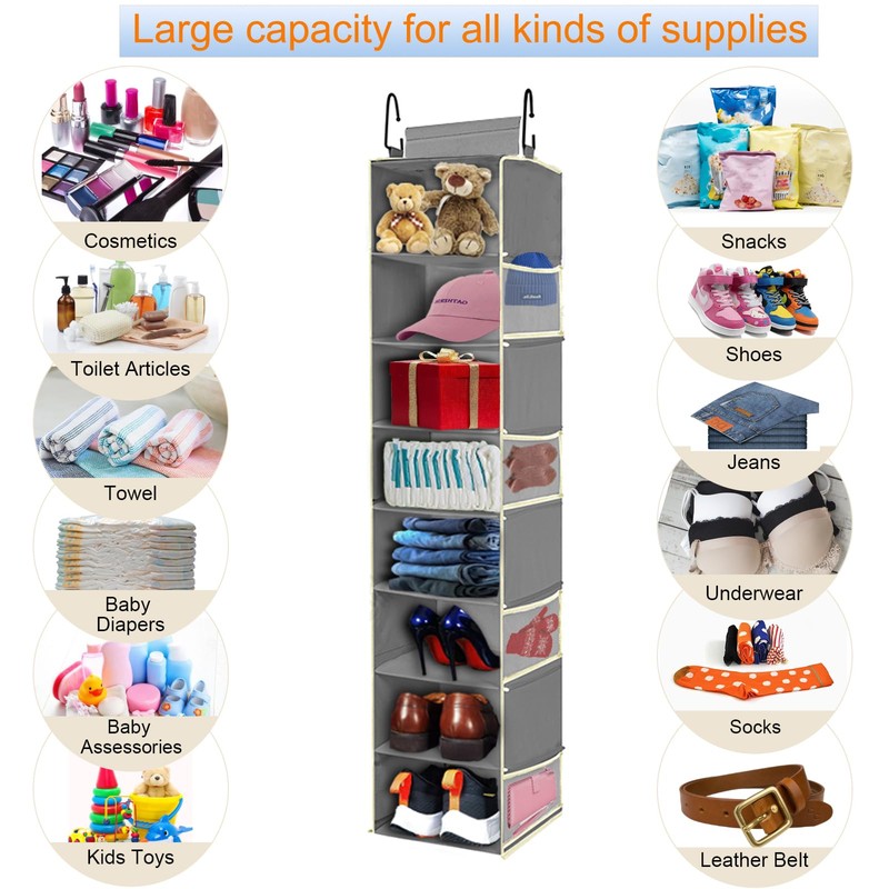 roomtalk Large-Sized Hanging Shoe Organizer 8-Shelf, Hanging Closet Organizer with