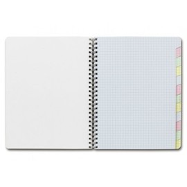 Clairefontaine Wirebound Notebook - Graph w/12 tabs 60 sheets - 6 3/4 x 8 3/4 - Sold Individually ( Assorted Cover Color Chosen at Random)