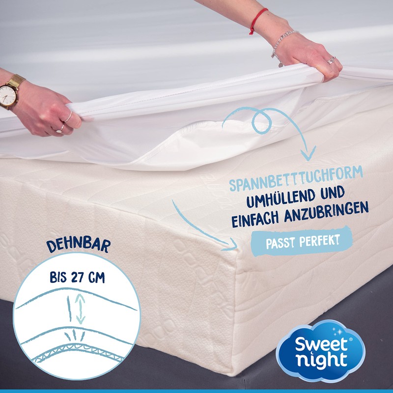 Sweetnight Mattress Protector 90 x 200 cm Cotton Waterproof and