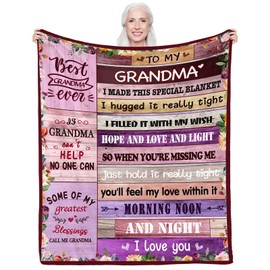 CAPRIFIC Grandma Gifts,Grandma Birthday Gifts,Flannel Soft Throw Blanket,Gifts For Grandma, Great Grandma Gifts,Presents For Grandma,Happy Birthday Grandma 50x60 Inches