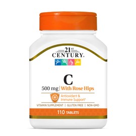 21st Century C 500 Mg with Rose Hips Tablets, 110 Count (Pack of 2)