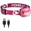 Foxelli USB-C Rechargeable LED Headlamp – Super Bright, Lightweight Head