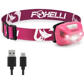 Foxelli USB-C Rechargeable LED Headlamp – Super Bright, Lightweight Head Lamp for Running, Camping, Hiking & Work – Comfortable Fit for Adults & Kids