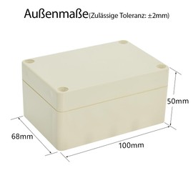 LeMotech IP65 Junction Box Made of ABS Plastic, Waterproof and Dustproof, Universal Electric Housing for Indoor/Outdoor Use (100 x 68 x 50 mm), Light Grey