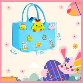 3Pcs Large Easter Baskets Bags with Handles Portable Felt Tote Bag for Easter Birthday Party
