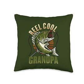 Reel Cool Grandpa Angler Fishing Grandfather Father's Day Throw Pillow