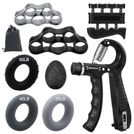 Kit de fortalecimiento de fortalecimiento de antebrazo, paquete de 8, fortalecedor de agarre de mano ajustable de 10 a 100 kg, fortalecedor de dedos, 