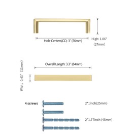 KNOKLOCK 10 Pack 3 Inch(76mm) Kitchen Cabinet Handles Gold Cabinet Pulls Kitchen Cabinet Hardware Drawer Pulls for Cupboard Wardrobe