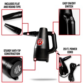 Adam's Polishes Mini Air Cannon - Handheld High Powered Filtered Car Wash Dryer Blower| Dry Before Car Cleaning, Car Detailing, Car Wax, or Ceramic Coating | Auto Tool Kit Gift Boat RV Motorcycle