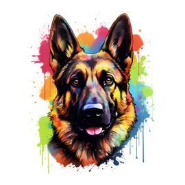 GRAZDesign Wandtattoo Hund Deutscher Schäferhund buntes cooles Wandsticker für Jugendzimmer, Kinderzimmer, Wohnzimmer Wandaufkleber - 39x30cm