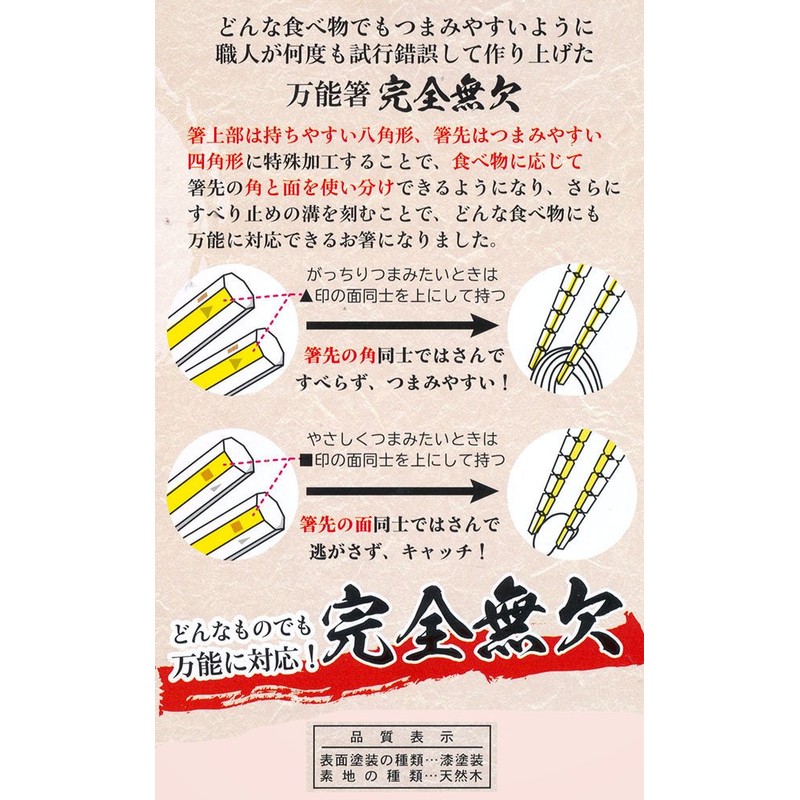 Ishida Flawless Versatile Chopsticks 8.3 inches (21 cm), Special Processing,