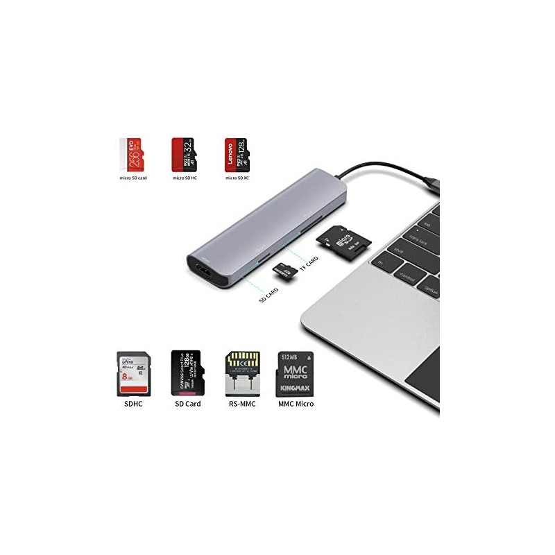 HUB C 9 en 1 USB con HDMI 4K, PD