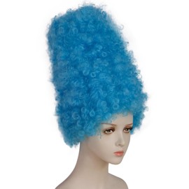 IMEYLE Long Light Blue Wig Funny Wigs for Women Blue Curly Wig Fancy Dress Wig Party Wigs for Adults Funny Costumes for Women Cosplay Outfit Halloween Party+ Hair Cap