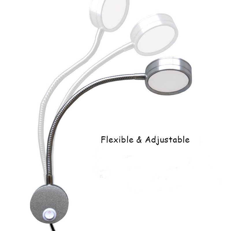 WeFoonLo 5W Wall Mounted Reading Light Flexible Gooseneck LED Sconce