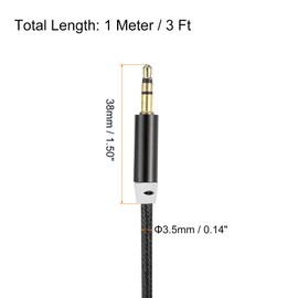 MECCANIXITY Aux Cable 3.5mm Male to Male Nylon Braided Cord 3Ft 3 Pole Stereo Sound Auxiliary Cable Black for Earphones, Smart Phones, Home/Car Stereos, Speakers, Computers