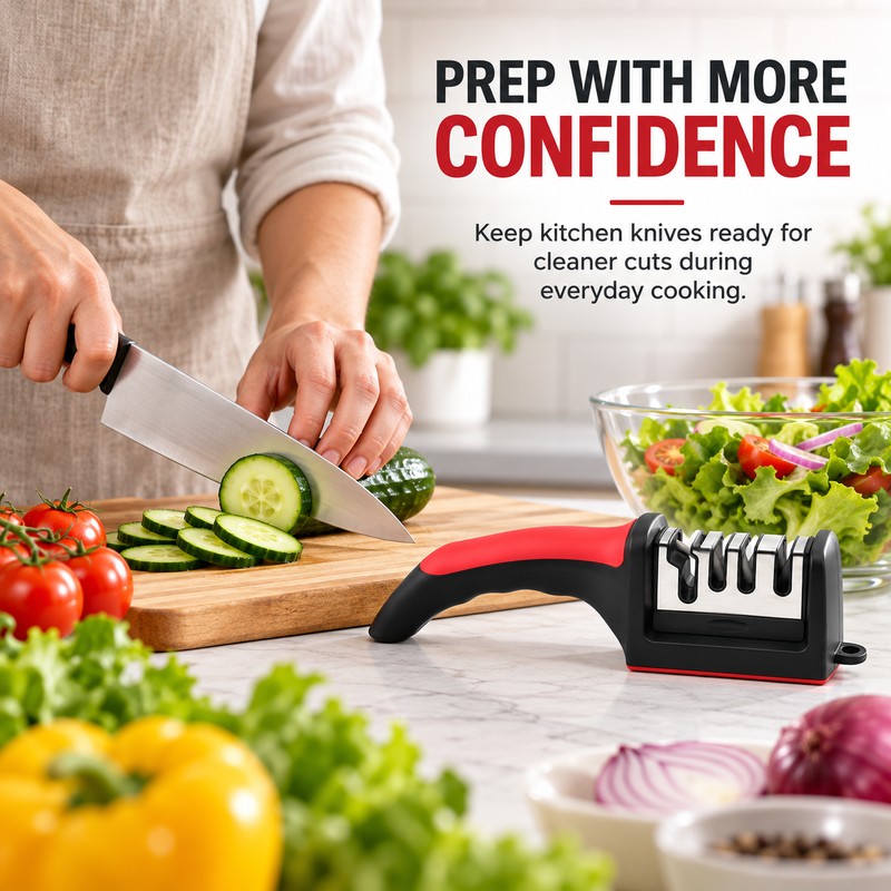 4-Stage Knife Sharpener for Kitchen Use – Handheld Multi-Slot Sharpening