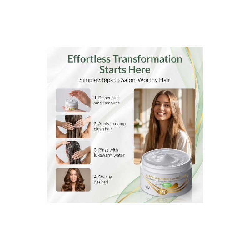 Keratin Dry Damaged Deep Conditioner Mask - Thick Coarse Hair