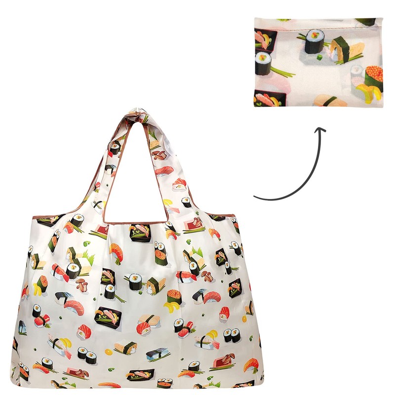 Bowbear Foldable Nylon Reusable Shopping Grocery Bag, Sushi Bento