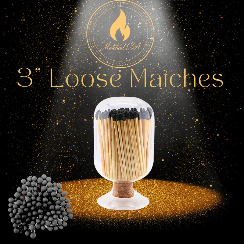 100 Black 3" Matches Refill for Medium Sized Match Cloche