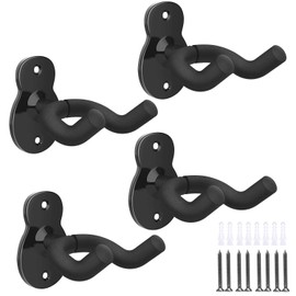 MoKo Guitar Wall Mount, 4 Pack Metal Guitar Wall Mount Guitar Hook Wall Guitar Holder for Wall Mounting Guitar Stand for Bass Acoustic Guitar Electric Guitar Ukulele - Black