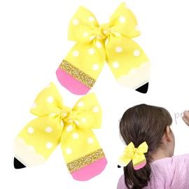Pencil Hair Bow | Dot Pencil Hair Bow Clips - Bows Clips Hairgrips For First Day Of School Kindergarten 1st 2nd 3rd 4th 5th Grade Students Hair Accessories