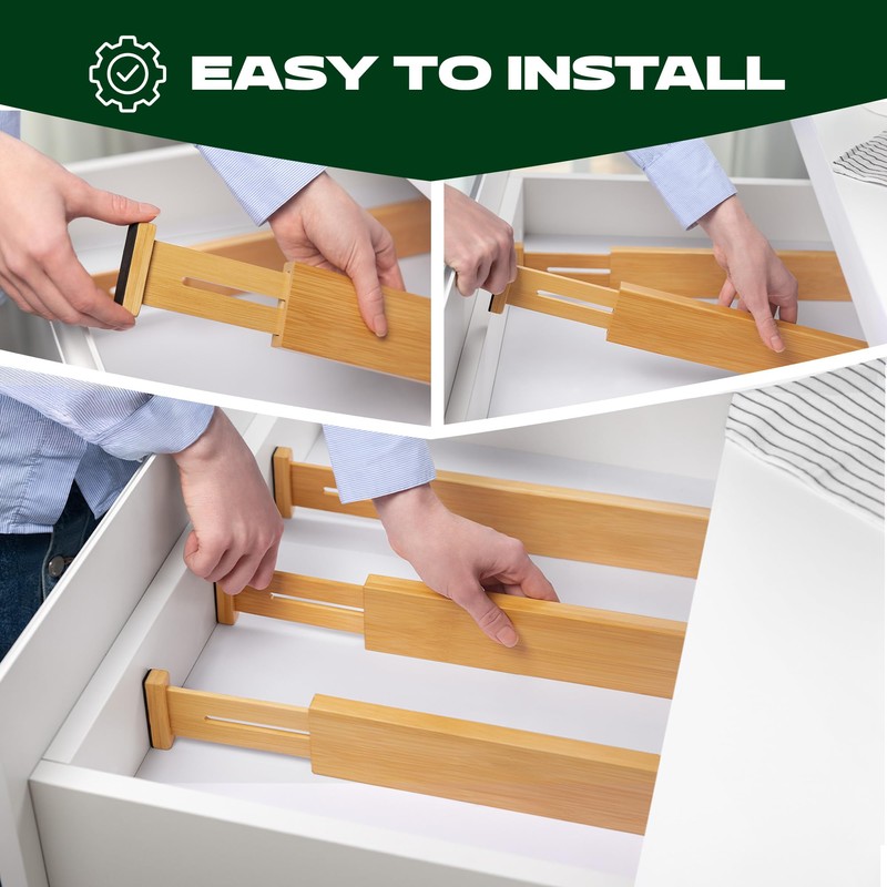 ROYAL CRAFT WOOD Adjustable Bamboo Drawer Dividers