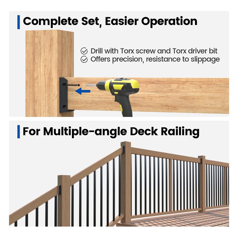 Muzata 12Pcs Deck Railing Brackets Connectors Rail Support Kit for