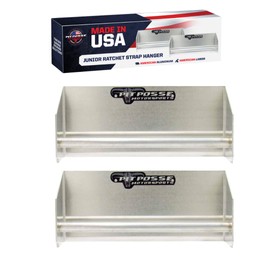 Pit Posse 442 Garage/Trailer Storage Organizers - Set of 2 Tie Down Hangers - Aluminum Junior Ratchet Strap Rack Holder - Automotive Accessories - Race Car Enclosed Trailer [Silver/Unpainted]
