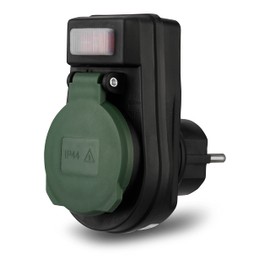 REV Adaptor with Switch IP44 nero-verde