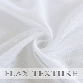 Snow White Linen Sheer Curtain Panel Sets of 2 with Eyelets Open Weave Faux Linen Window Treament for Living Room Bedroom Farmhouse, Elegant Nickel Grommet Top-54x95 Inch