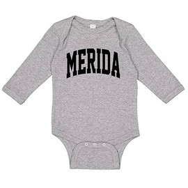 Merida Collegiate Long Sleeve Baby Infant One Piece Bodysuit 6 Months Heather Grey